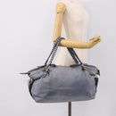 GUCCI Bamboo Shoulder Bag Leather Blue Silver 232959 Auth 199519-22