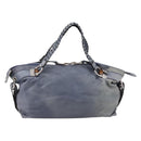 GUCCI Bamboo Shoulder Bag Leather Blue Silver 232959 Auth 199519-2