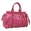 Miu Miu Hand Bag Leather 2way Pink Gold Tone Auth 199521V-1