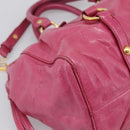Miu Miu Hand Bag Leather 2way Pink Gold Tone Auth 199521V-16