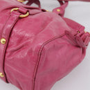 Miu Miu Hand Bag Leather 2way Pink Gold Tone Auth 199521V-17