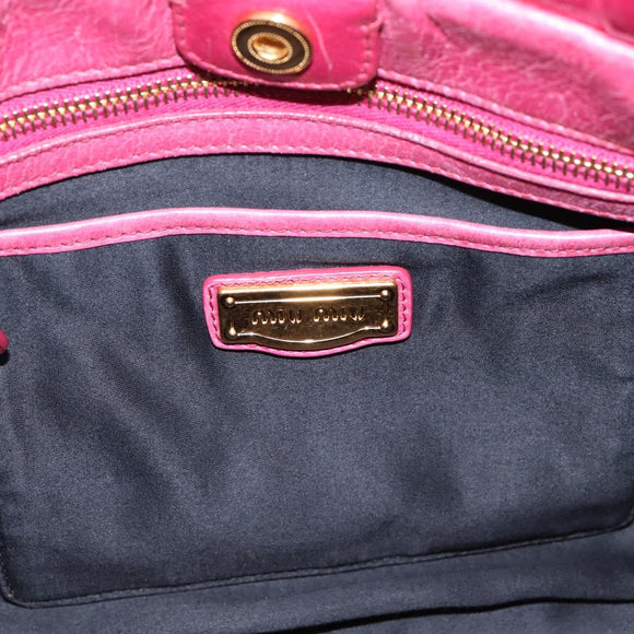 Miu Miu Hand Bag Leather 2way Pink Gold Tone Auth 199521V