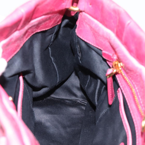 Miu Miu Hand Bag Leather 2way Pink Gold Tone Auth 199521V