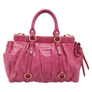 Miu Miu Hand Bag Leather 2way Pink Gold Tone Auth 199521V-13