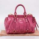 Miu Miu Hand Bag Leather 2way Pink Gold Tone Auth 199521V-12