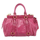Miu Miu Hand Bag Leather 2way Pink Gold Tone Auth 199521V-2