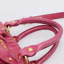 Miu Miu Hand Bag Leather 2way Pink Gold Tone Auth 199521V-14