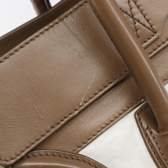 CELINE Luggage Mini Shopper Hand Bag Leather Brown Gold Tone Auth 199523A