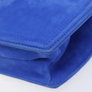 TIFFANY&Co. Chain Shoulder Bag Suede Blue Gold Tone Auth 199524V-11