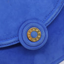 TIFFANY&Co. Chain Shoulder Bag Suede Blue Gold Tone Auth 199524V-15