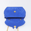 TIFFANY&Co. Chain Shoulder Bag Suede Blue Gold Tone Auth 199524V-16