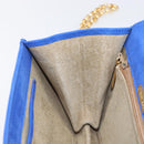 TIFFANY&Co. Chain Shoulder Bag Suede Blue Gold Tone Auth 199524V-20
