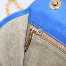 TIFFANY&Co. Chain Shoulder Bag Suede Blue Gold Tone Auth 199524V-21