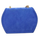 TIFFANY&Co. Chain Shoulder Bag Suede Blue Gold Tone Auth 199524V-3