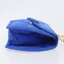 TIFFANY&Co. Chain Shoulder Bag Suede Blue Gold Tone Auth 199524V-4