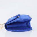 TIFFANY&Co. Chain Shoulder Bag Suede Blue Gold Tone Auth 199524V-5