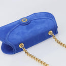 TIFFANY&Co. Chain Shoulder Bag Suede Blue Gold Tone Auth 199524V-6
