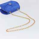 TIFFANY&Co. Chain Shoulder Bag Suede Blue Gold Tone Auth 199524V-7