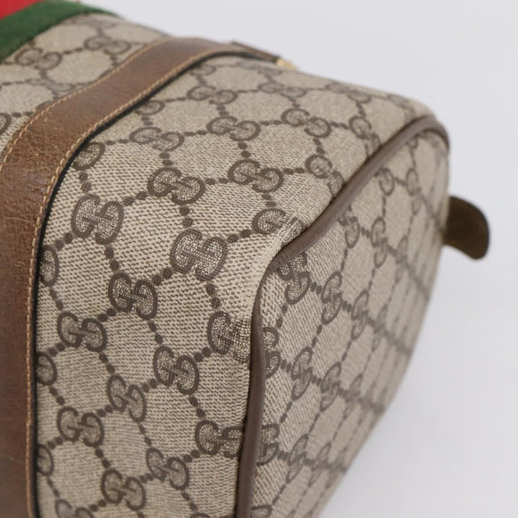 GUCCI GG Supreme Web Sherry Line Hand Bag PVC Beige Gold 001 22 3841 Auth 199525