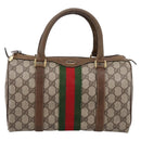 GUCCI GG Supreme Web Sherry Line Hand Bag PVC Beige Gold 001 22 3841 Auth 199525-13