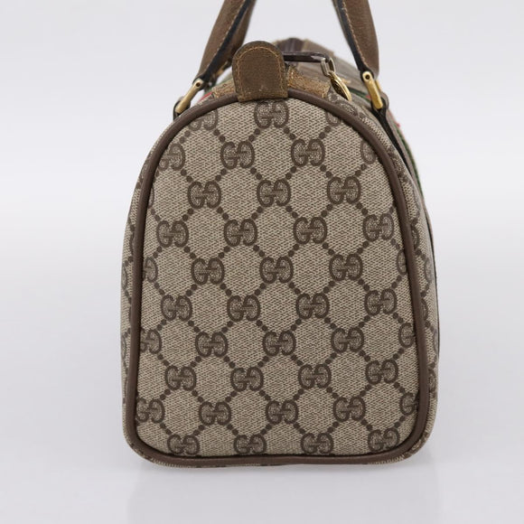 GUCCI GG Supreme Web Sherry Line Hand Bag PVC Beige Gold 001 22 3841 Auth 199525