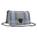 VERSACE Palazzo Sultan Chain Shoulder Bag Leather Black Blue Auth 199526V-1