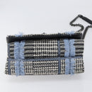 VERSACE Palazzo Sultan Chain Shoulder Bag Leather Black Blue Auth 199526V-5
