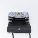 VERSACE Palazzo Sultan Chain Shoulder Bag Leather Black Blue Auth 199526V-11