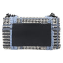 VERSACE Palazzo Sultan Chain Shoulder Bag Leather Black Blue Auth 199526V-2
