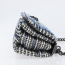 VERSACE Palazzo Sultan Chain Shoulder Bag Leather Black Blue Auth 199526V-3
