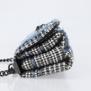 VERSACE Palazzo Sultan Chain Shoulder Bag Leather Black Blue Auth 199526V-4