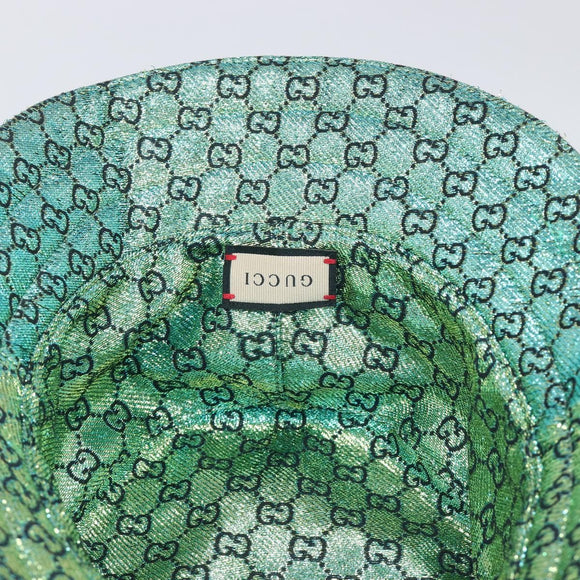 GUCCI GG Bucket Hat Reversible Cotton Green Blue Auth 199532V