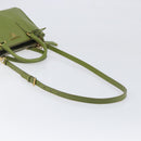 PRADA Galleria Hand Bag Saffiano 2way Green Gold Tone Auth 199533A-10
