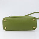 PRADA Galleria Hand Bag Saffiano 2way Green Gold Tone Auth 199533A-12