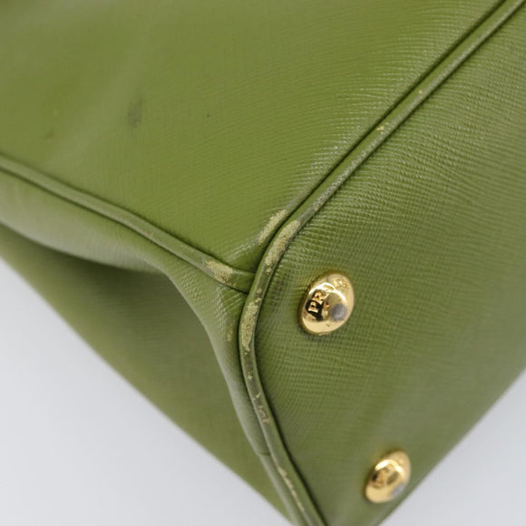 PRADA Galleria Hand Bag Saffiano 2way Green Gold Tone Auth 199533A