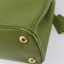 PRADA Galleria Hand Bag Saffiano 2way Green Gold Tone Auth 199533A-15