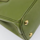 PRADA Galleria Hand Bag Saffiano 2way Green Gold Tone Auth 199533A-16
