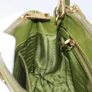 PRADA Galleria Hand Bag Saffiano 2way Green Gold Tone Auth 199533A-23