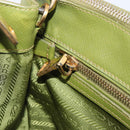 PRADA Galleria Hand Bag Saffiano 2way Green Gold Tone Auth 199533A-24
