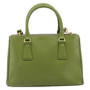 PRADA Galleria Hand Bag Saffiano 2way Green Gold Tone Auth 199533A-3