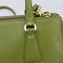PRADA Galleria Hand Bag Saffiano 2way Green Gold Tone Auth 199533A-4