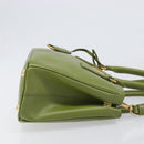PRADA Galleria Hand Bag Saffiano 2way Green Gold Tone Auth 199533A-5