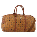 MCM Vicetos Boston Bag PVC Leather 2way Brown Gold Tone Auth 199534-1