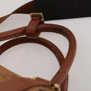 MCM Vicetos Boston Bag PVC Leather 2way Brown Gold Tone Auth 199534-9