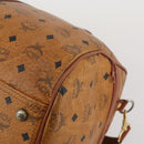 MCM Vicetos Boston Bag PVC Leather 2way Brown Gold Tone Auth 199534-15