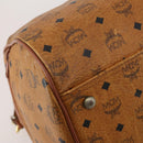 MCM Vicetos Boston Bag PVC Leather 2way Brown Gold Tone Auth 199534-16