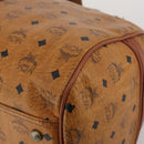 MCM Vicetos Boston Bag PVC Leather 2way Brown Gold Tone Auth 199534-17
