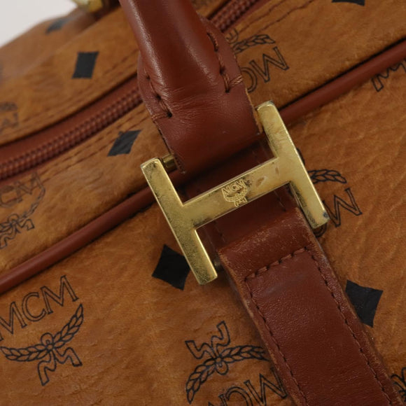 MCM Vicetos Boston Bag PVC Leather 2way Brown Gold Tone Auth 199534