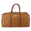 MCM Vicetos Boston Bag PVC Leather 2way Brown Gold Tone Auth 199534-13