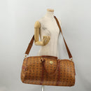 MCM Vicetos Boston Bag PVC Leather 2way Brown Gold Tone Auth 199534-25